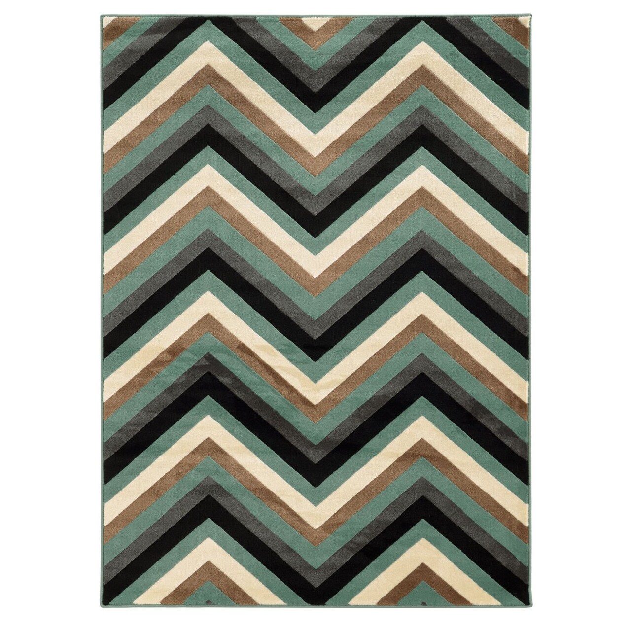Roma Chevron Area Rug Turquoise 5X7 Modern Geometric Pattern Carved Design